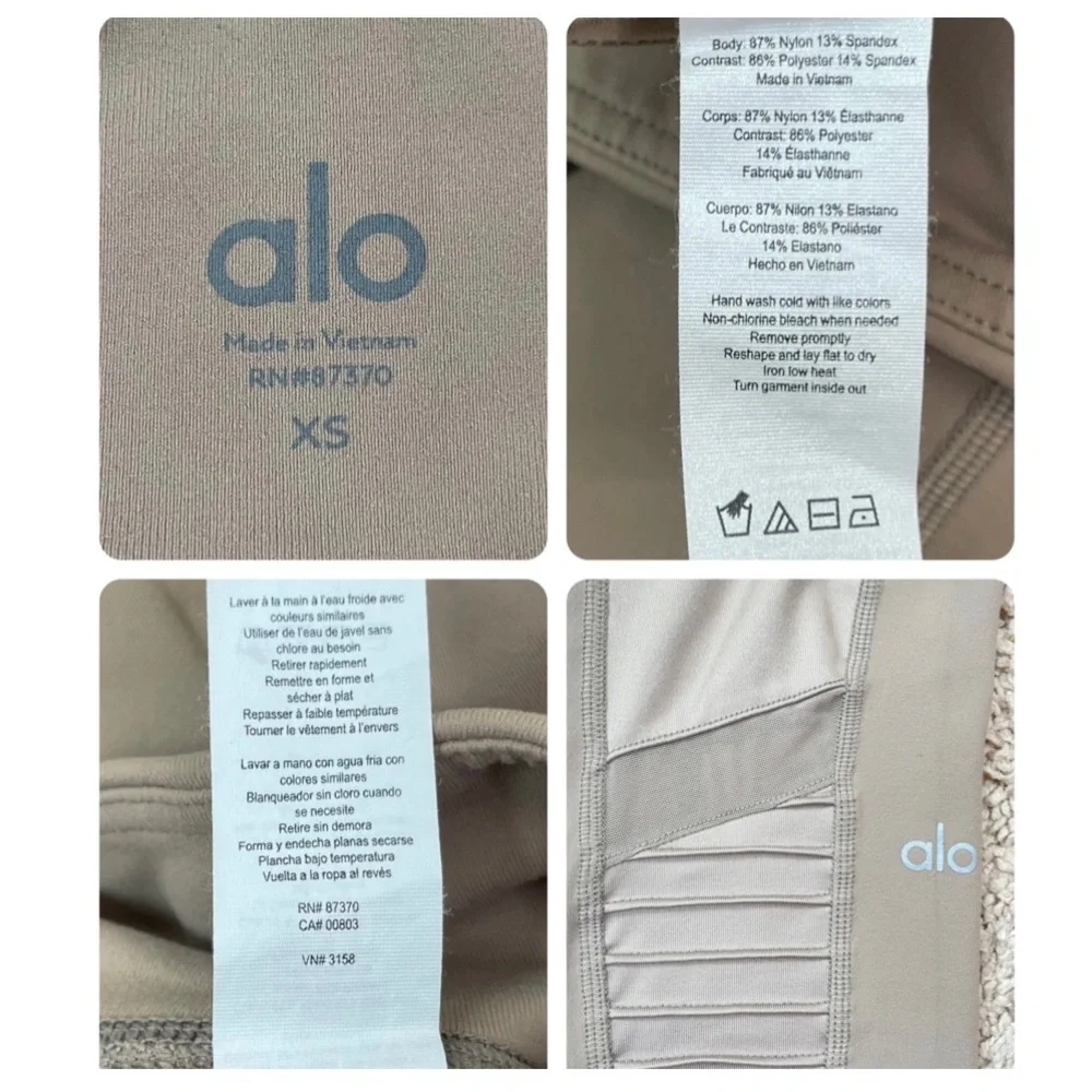 Alo Yoga Mid-Rise Motto Leggings Women’s Workout Pants in Gravel Gloss Size XS